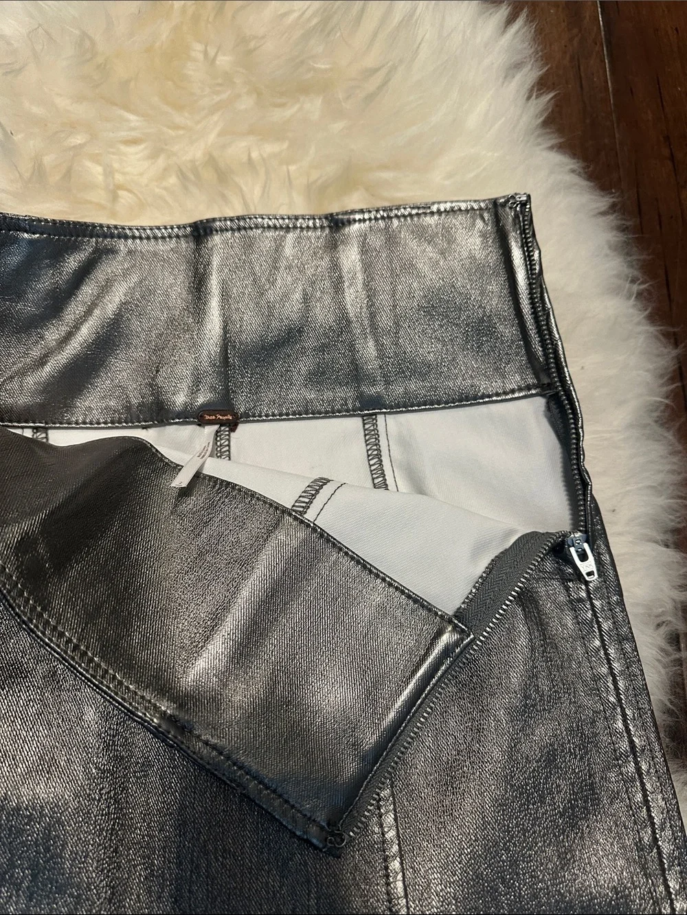 NWOT metallic FREE PEOPLE mini skirt